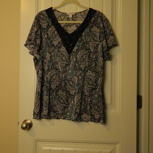 Dress Barn Paisley short sleeve top 2X